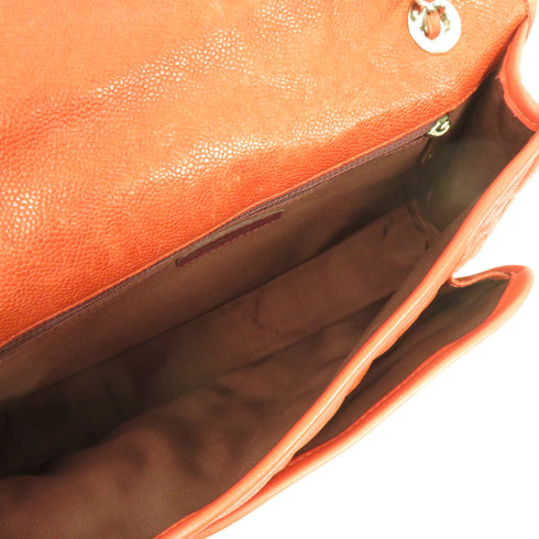 CHANEL Quilted CC SHW Flap Chain Shoulder Bag Leather Red