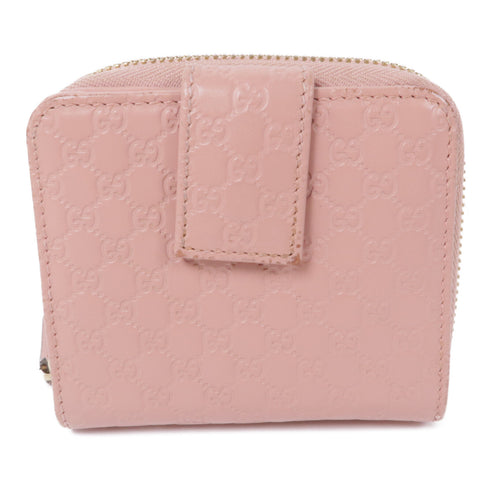 GUCCI GG GHW Microguccissima Wallet Calfskin Leather Pink