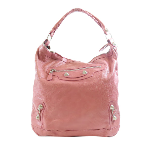 BALENCIAGA SHW Bucket Shoulder Bag Calfskin Leather Pink