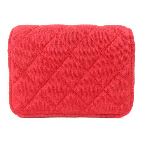 CHANEL Quilted CC GHW Chain Shoulder Crossbody Bag Fabric Red