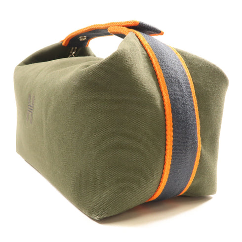 HERMES PHW Bride A Brac Case Large Handbag Canvas Vert Fonce