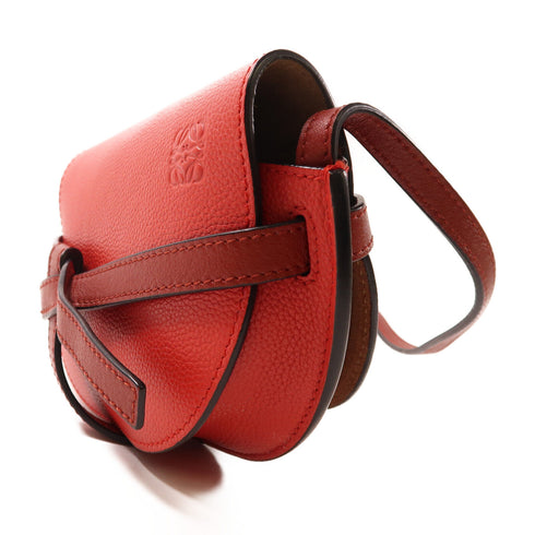 LOEWE GHW Gate Mini Shoulder Bag Crossbody Calfskin Leather Red