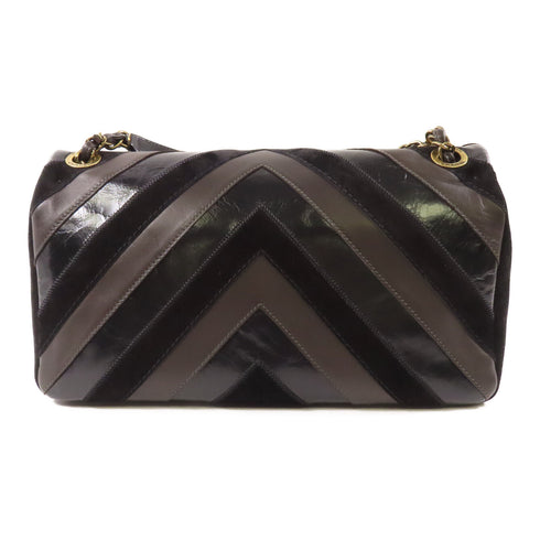 CHANEL CC GHW Chain Shoulder Bag Calfskin Leather/Suede Black/Brown