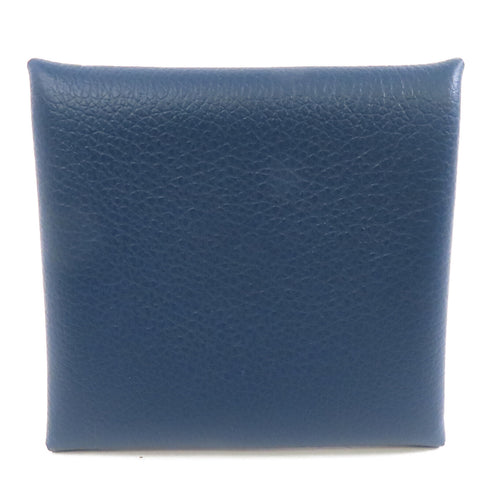 HERMES PHW Bastia Coin Case Purse Chevre Leather Bleu Zanzibar Bleu de Prusse