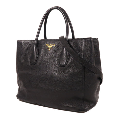 PRADA GHW 2 Way Shoulder Bag 1BG694 Calfskin Leather Black