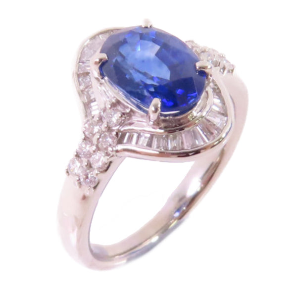 FINE JEWELRY 2.14ct Sapphire 0.47ctDiamond Ring US#6 PT900 Platinum