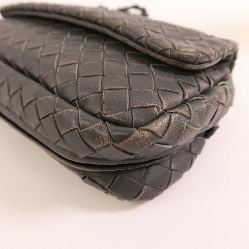 BOTTEGA VENETA Cowhide Leather Chain Shoulder Bag Shoulder Bag Gray Calfskin...