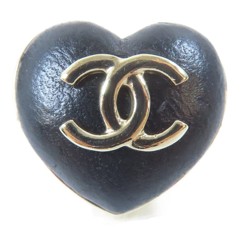 CHANEL CC Brooch Leather/Metal Black/Gold