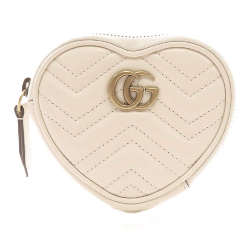 GUCCI GG GHW Key Case 699517 Calfskin Leather White