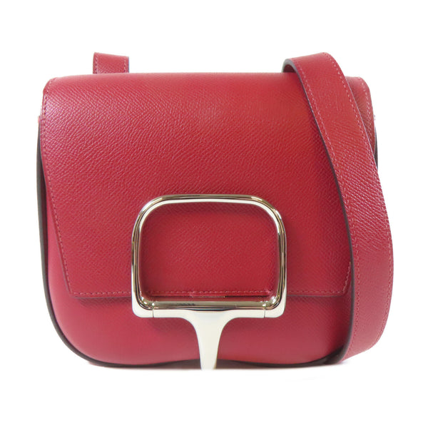 HERMES PHW Della Cavalleria Mini Shoulder Crossbody Bag Veau Epsom Rouge Grenat