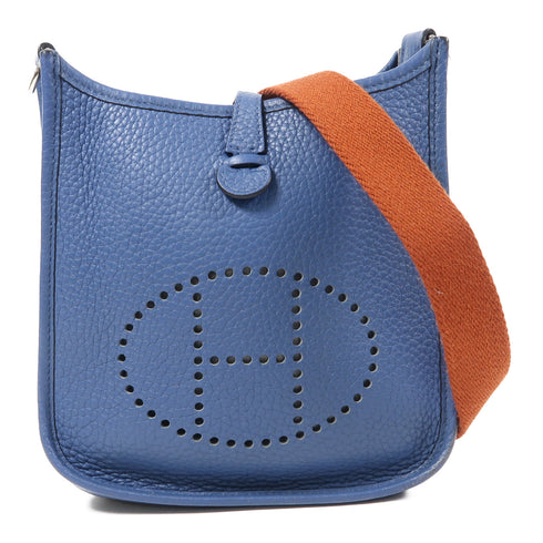 HERMES PHW Evelyne TPM Shoulder Bag Clemence Leather Bleu De Prusse/Blue v1