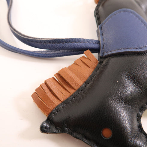 HERMES Rodeo MM Charm Milo Lambskin Leather Black Navy Brown