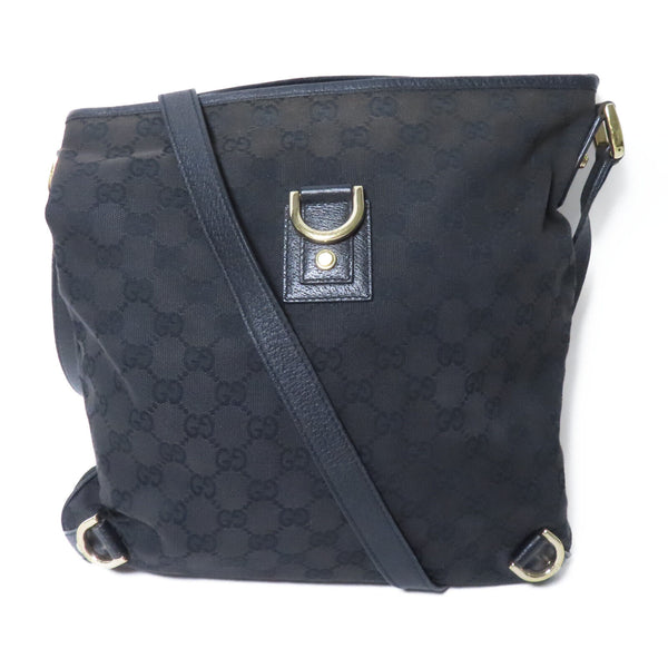 GUCCI GG GHW Shoulder Bag Canvas Black