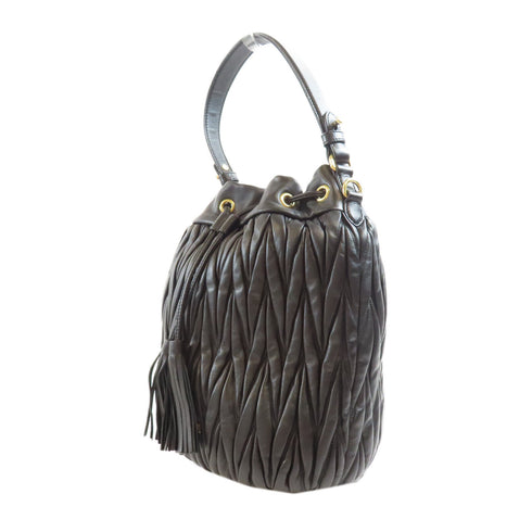 MIU MIU GHW Shoulder Bag 5BE037 Lambskin Leather Black