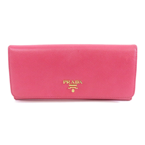 PRADA GHW Long Wallet 1M1132 Saffiano Leather Pink