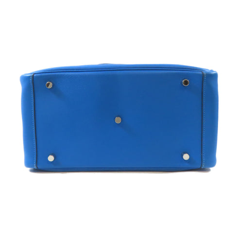 HERMES PHW Lindy 30 2 Way Shoulder Bag Evercolor Leather Bleu Hydra Blue