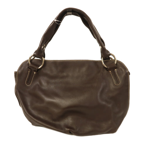 CELINE SHW Shoulder Bag Calfskin Leather Brown