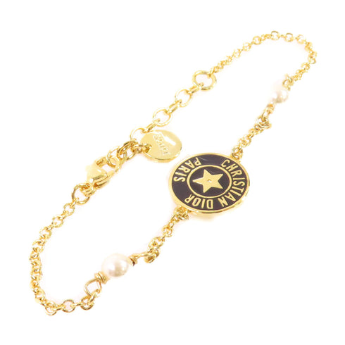 Christian Dior CD Bracelet Metal PVC Black Gold Tone Color