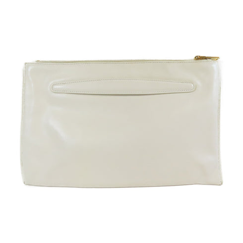 Miu Miu GHW Clutch Pouch With Handle Handbag RP0370 Calfskin Leather White