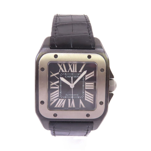 CARTIER Santos 100 Carbon Automatic Watch SS Titanium W2020010 Black