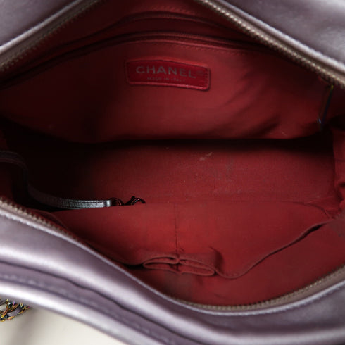 CHANEL Quilted CC Gabrielle Chain Shoulder Bag Calfskin Leather Purple