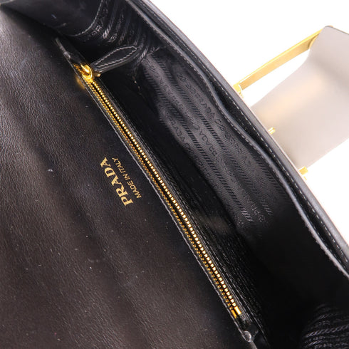 PRADA GHW Cahier Shoulder Bag Calfskin Leather 1BD069 Grey/White/Black