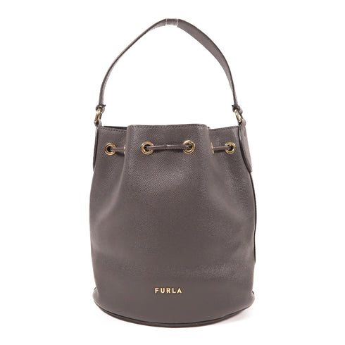 Furla GHW 2 Way Bucket Bag Calfskin Leather Grey