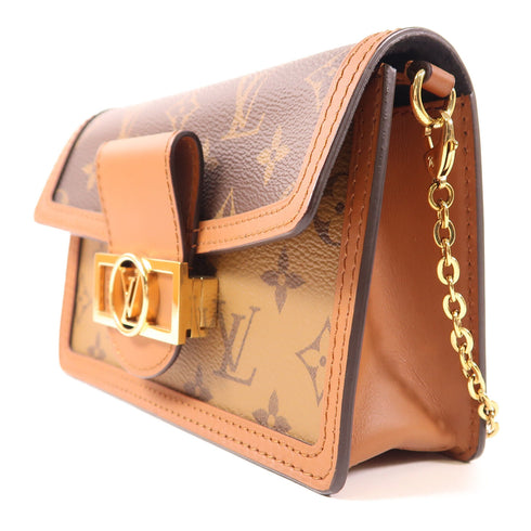 LOUIS VUITTON LV GHW Dauphine Chain Shoulder Bag M68746 Monogram Reverse Brown