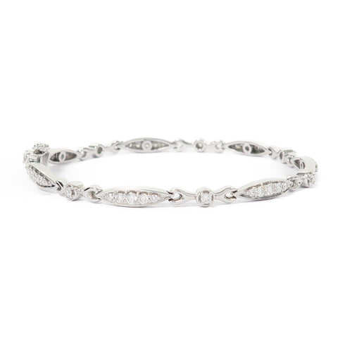 Fine Jewelry 0.97ct Diamond 10.2g Bracelet 18K White Gold