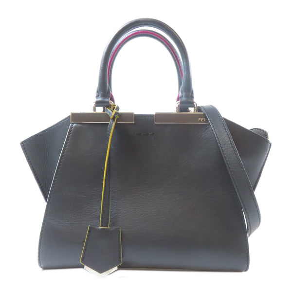 FENDI SHW Handbag 2 Way Bag 8BH333 Calfskin Leather Black