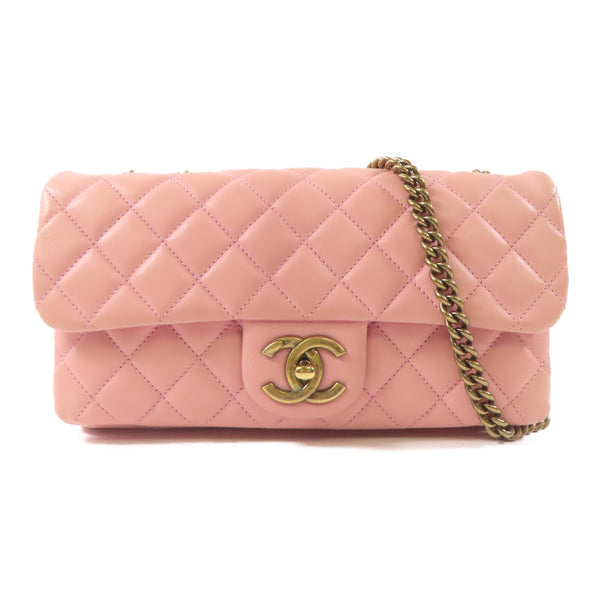 Chanel CC Chain Shoulder Bag Lambskin Leather Pink