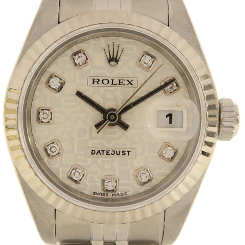 ROLEX Datejust 26mm Diamond Automatic Watch #79174G 18KWG Stainless Steel Silver