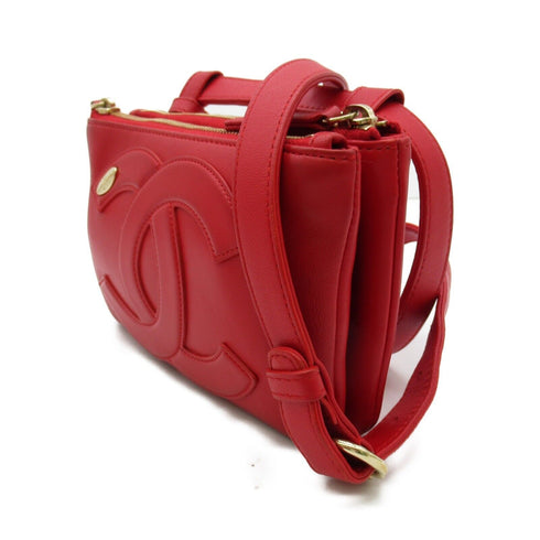 CHANEL CC GHW Waist Bag Leather Red