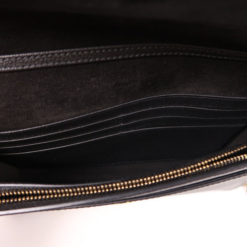 Christian Dior CD Chain Shoulder Bag Calfskin Leather Black