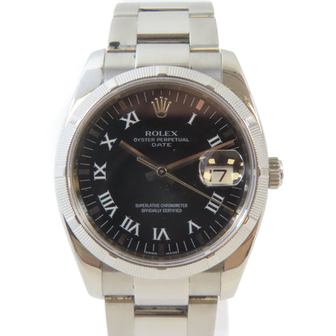 ROLEX Date Automatic Movement Watch 115210 18K White Gold Stainless Steel Black