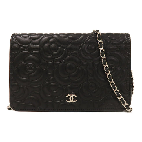 CHANEL CC SHW WOC Wallet On Chain Shoulder Bag Calfskin Leather Black v1