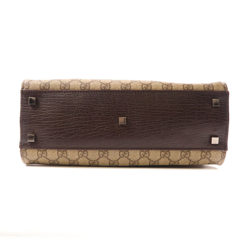 GUCCI GG Tote Bag Handbag 91249 Coated Canvas Brown