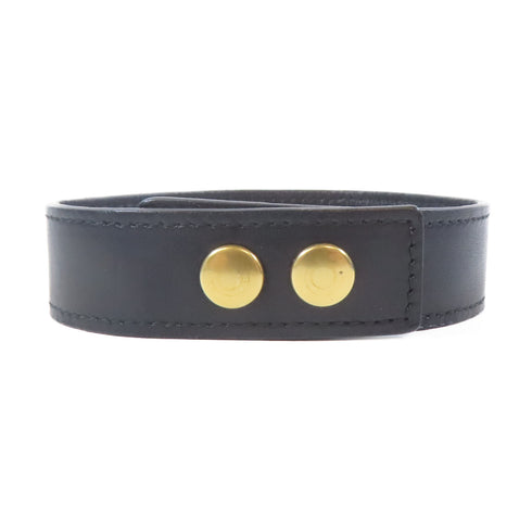 SAINT LAURENT YSL Bangle Leather Metal Black #18.75cm