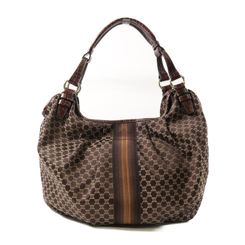 CELINE SHW Hand Bag Shoulder Bag Canvas Brown