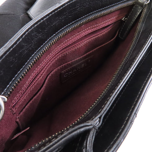 CHANEL Quilted CC SHW Chain Shoulder Bag Calfskin Leather Black