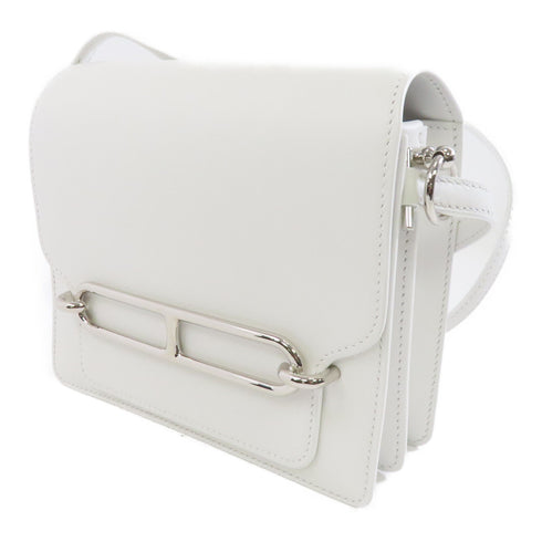 HERMES PHW Mini Roulis Shoulder Bag Evercolor Leather Blanc White