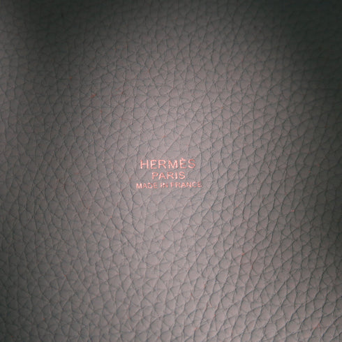 HERMES PHW Picotin MM Tote Bag Handbag Taurillon Clemence Leather Bleu Atoll