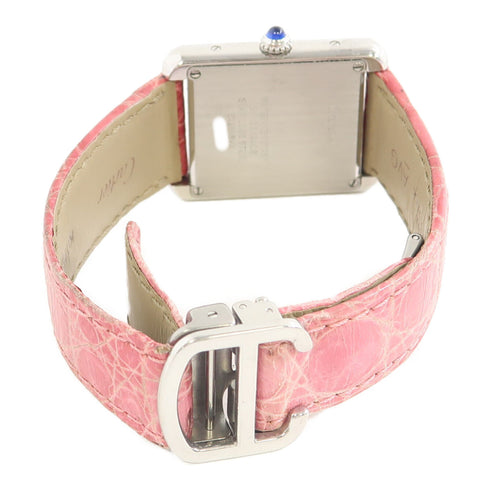 CARTIER Tank Solo Quartz Watch W5200000 Stainless Steel/Leather Pink