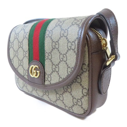 GUCCI GG GHW Ophidia Shoulder Bag 772239 PVC Coated Canvas Brown
