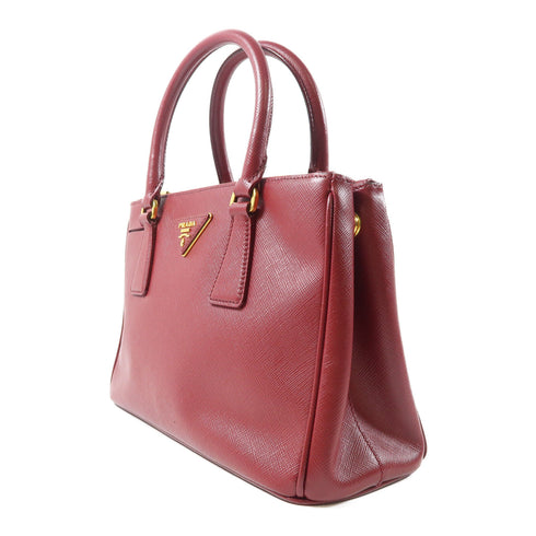 PRADA GHW Galleria 2 Way Bag Saffiano Leather Red