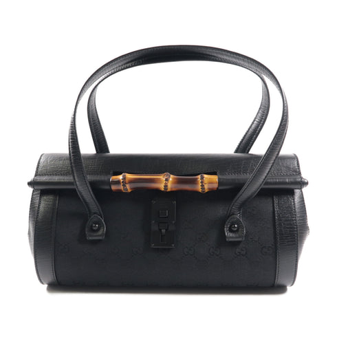 GUCCI GG Bamboo Bullet Shoulder Bag Canvas 111713 Black