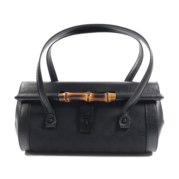 GUCCI GG Bamboo Bullet Shoulder Bag Canvas 111713 Black
