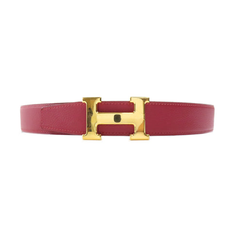 HERMES GHW Ceinture H 5382 Belt Togo Leather Rouge/Red