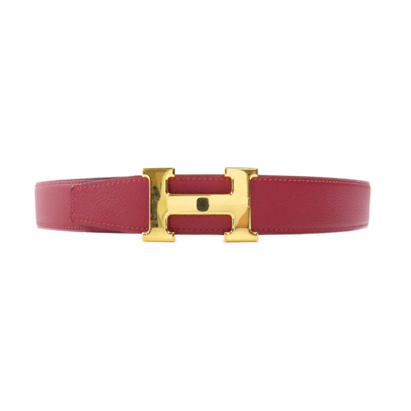 HERMES GHW Ceinture H 5382 Belt Togo Leather Rouge/Red