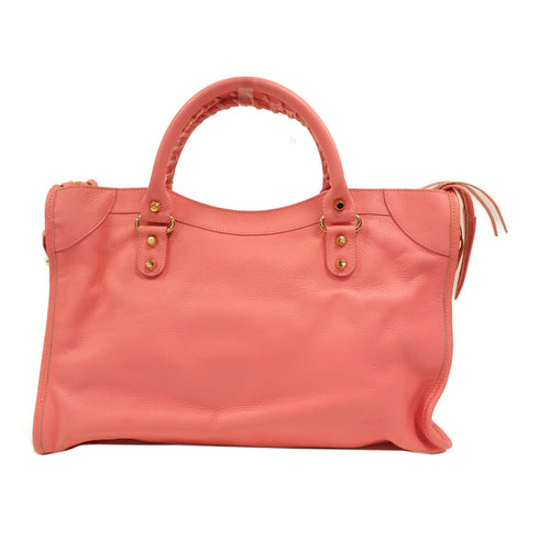 BALENCIAGA GHW Le City Bag 2 Way Shoulder Bag Handbag Calfskin Leather Pink